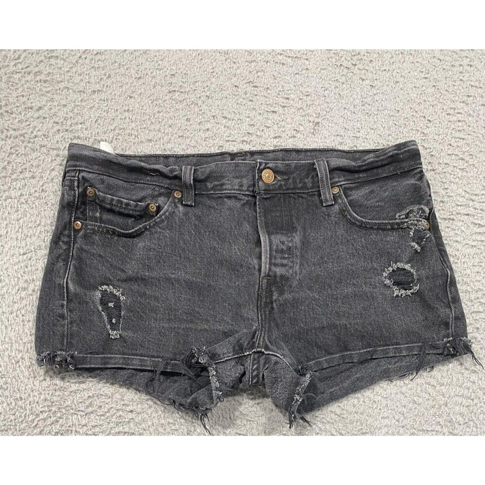 Levi's Denim Jean Shorts Womens 28 Gray Cut-Off Distressed Raw Hem High Rise